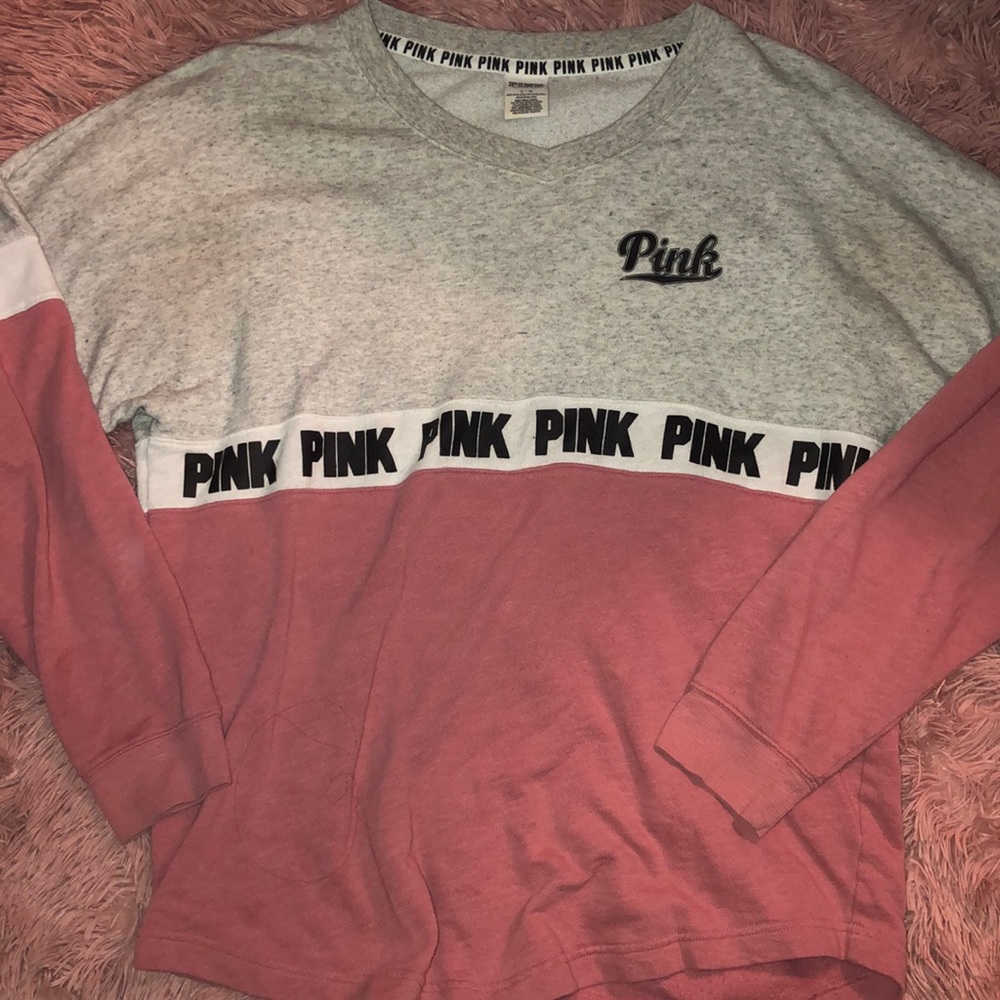 Pink Varsity Crew Sweatshirt like top